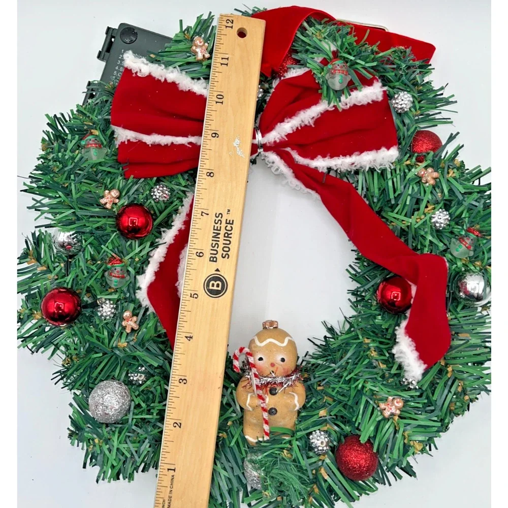 I am the cutest little gingerbread boy Prelit Christmas Wreath Lights Timer OOAK